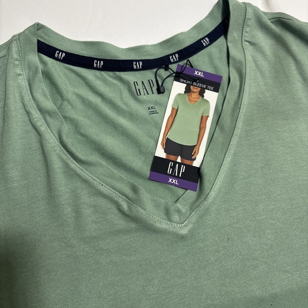 Gap Sage Green Women 2X  V-Neck Short Sleeve Tee GP000867 S24